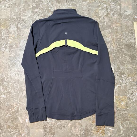 Lululemon Define Jacket Womens 12 Grey Yellow Neon Full Zip Thumb Holes Gym - Picture 8 of 9